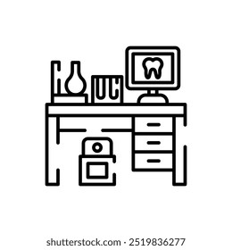 Icono de contorno de laboratorio dental, Ilustración vectorial