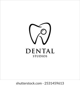 logotipo de serviço de laboratório dentário. implante dentário limpo com design de odontologia espelho