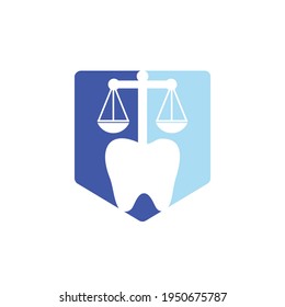 Dental law vector logo design. Tooth and balance icon design.