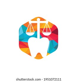 Dental law vector logo design. Tooth and balance icon design.