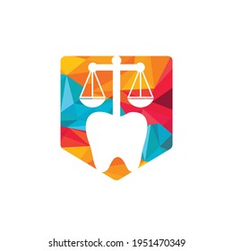 Dental law vector logo design. Tooth and balance icon design.