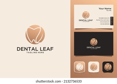 Dental Leaf Elegant Logo Design And Business Card