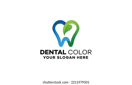 Ilustración del logotipo de degradado de hoja dental Ilustración