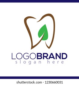 Dental leaf green logo vector template