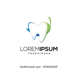 dental and leaf icon logo design template