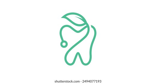 dental and leaf logo design, dental care, fresh, healthy, symbol logo design, icon, vector, creative, idea.