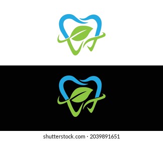 Dental con diseño de logo de hoja de diseño concepto de plantilla vectorial.
