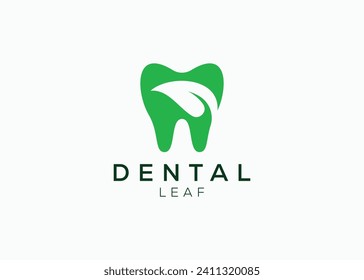 Dental leaf logo design vector template. Natural dental vector logo