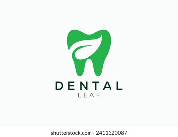 Dental leaf logo design vector template. Natural dental vector logo