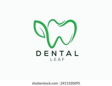 Dental leaf logo design vector template. Natural dental vector logo