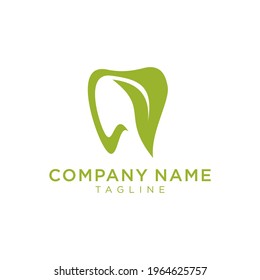 Diseño del logotipo de vectores de hojas dentales