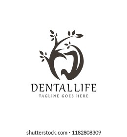 Dental life logo, Nature dental logo design concept, Vector illustration