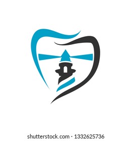 dental lighthouse logo icon vector