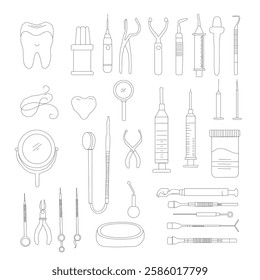 Dental Line Icon Set . Simple Set of Dental Related Vector Line Icons, Outline Symbol Collection medical icons set. 