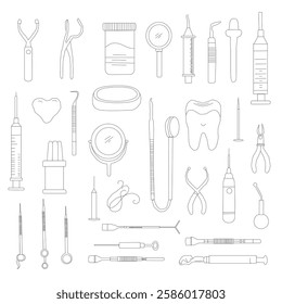 Dental Line Icon Set . Simple Set of Dental Related Vector Line Icons, Outline Symbol Collection medical icons set. 