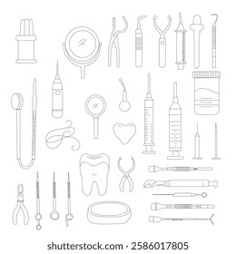 Dental Line Icon Set . Simple Set of Dental Related Vector Line Icons, Outline Symbol Collection medical icons set. 