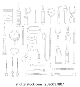 Dental Line Icon Set . Simple Set of Dental Related Vector Line Icons, Outline Symbol Collection medical icons set. 