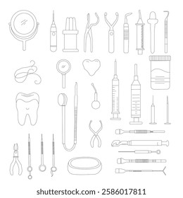 Dental Line Icon Set . Simple Set of Dental Related Vector Line Icons, Outline Symbol Collection medical icons set. 