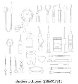 Dental Line Icon Set . Simple Set of Dental Related Vector Line Icons, Outline Symbol Collection medical icons set. 