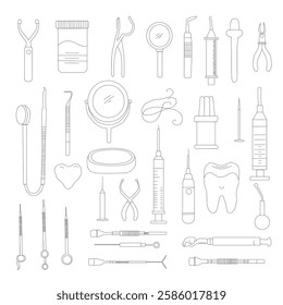 Dental Line Icon Set . Simple Set of Dental Related Vector Line Icons, Outline Symbol Collection medical icons set. 