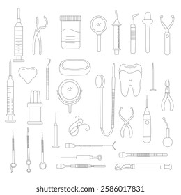 Dental Line Icon Set . Simple Set of Dental Related Vector Line Icons, Outline Symbol Collection medical icons set. 