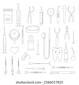 Dental Line Icon Set . Simple Set of Dental Related Vector Line Icons, Outline Symbol Collection medical icons set. 