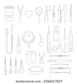 Dental Line Icon Set . Simple Set of Dental Related Vector Line Icons, Outline Symbol Collection medical icons set. 