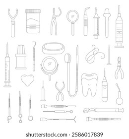 Dental Line Icon Set . Simple Set of Dental Related Vector Line Icons, Outline Symbol Collection medical icons set. 