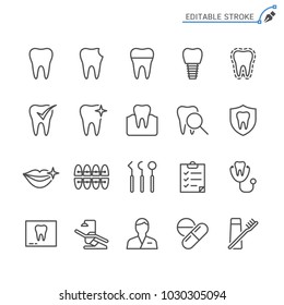 Dental line icons. Editable stroke. Pixel perfect.