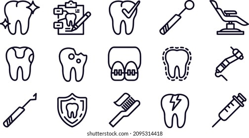 Dental Line Icons Vector Design 