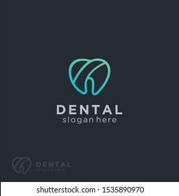 Dental Line Logo With A Black Background Templates Stock Vector . Dental healthy care tooth logo  . Abstract tooth dental logo Design Vector Stock .