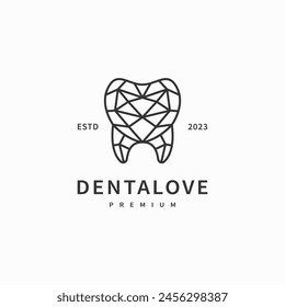 Dental line logo design with tooth and heart concept 2