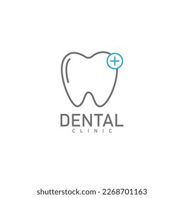 dental line style logo. dental care icon logo vector template illustration