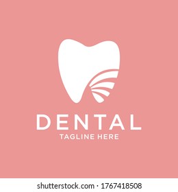 dental logo with abstract Heart Love design vector