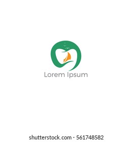 Dental logo, dental and boat vector logo design.