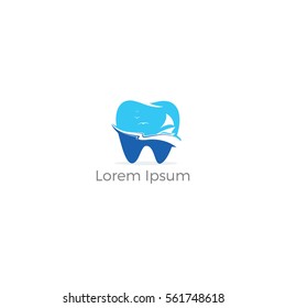 Dental logo, dental and boat vector logo design.