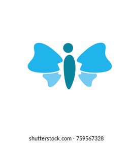 dental logo butterfly flat vector logo template