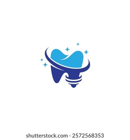 dental logo with caring ornament and star in flat design style