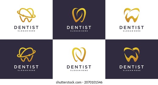 Colección de logotipos dentales con estilo de elemento creativo Premium Vector parte 2