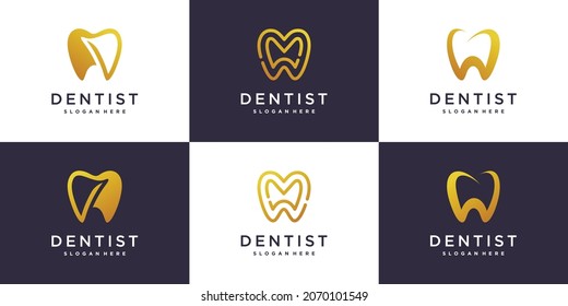 Colección de logotipos dentales con estilo de elemento creativo Premium Vector parte 1
