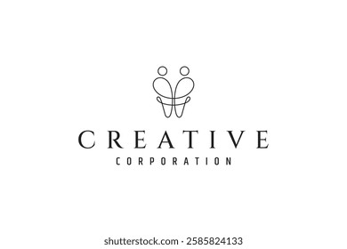 dental logo with combination of people in linear design style