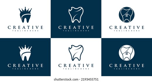 Dental logo concept with unique and creative style premium vector