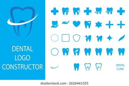 Dental Logo Constructor Vector Tooth symbol pack for clinic branding and identity