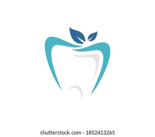 Dental logo dentist vector leaf icon 