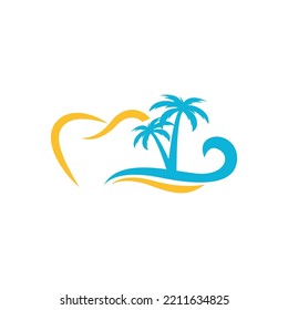 Dental logo design. Dental logo with beach theme