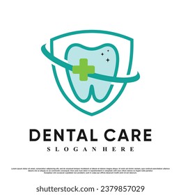 Dental logo design for dental clinic or dental care with creative concept Premium Vector