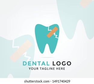 Dental logo design, dental clinic logo vector, dental logo with bandage