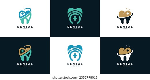 Dental logo design collection with creative and modern concept Premium Vector