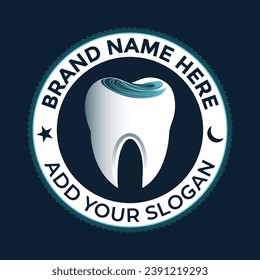 Dental Logo Design, Creative Concept Featuring a Tooth Icon in a Circular Vector.