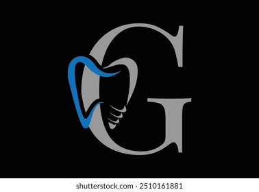 Design de logotipo dentário. Logótipo do dentista com último G.